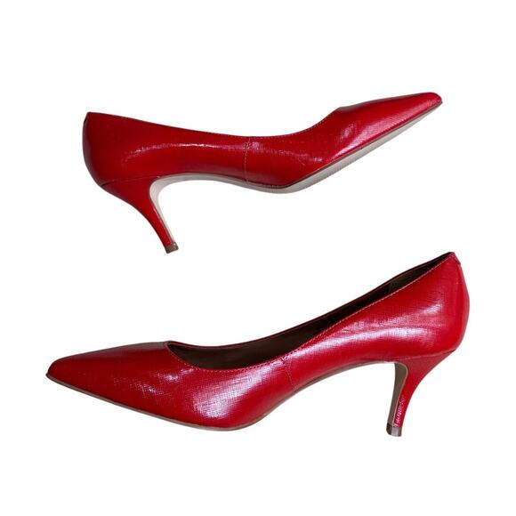 Talbots red leather pumps textured ladies US size 7.5B kitten heels career shoes - Picture 5 of 10
